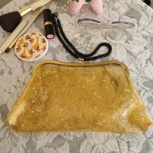 Vintage 1960s Gold Confetti Plastic Clutch Purse